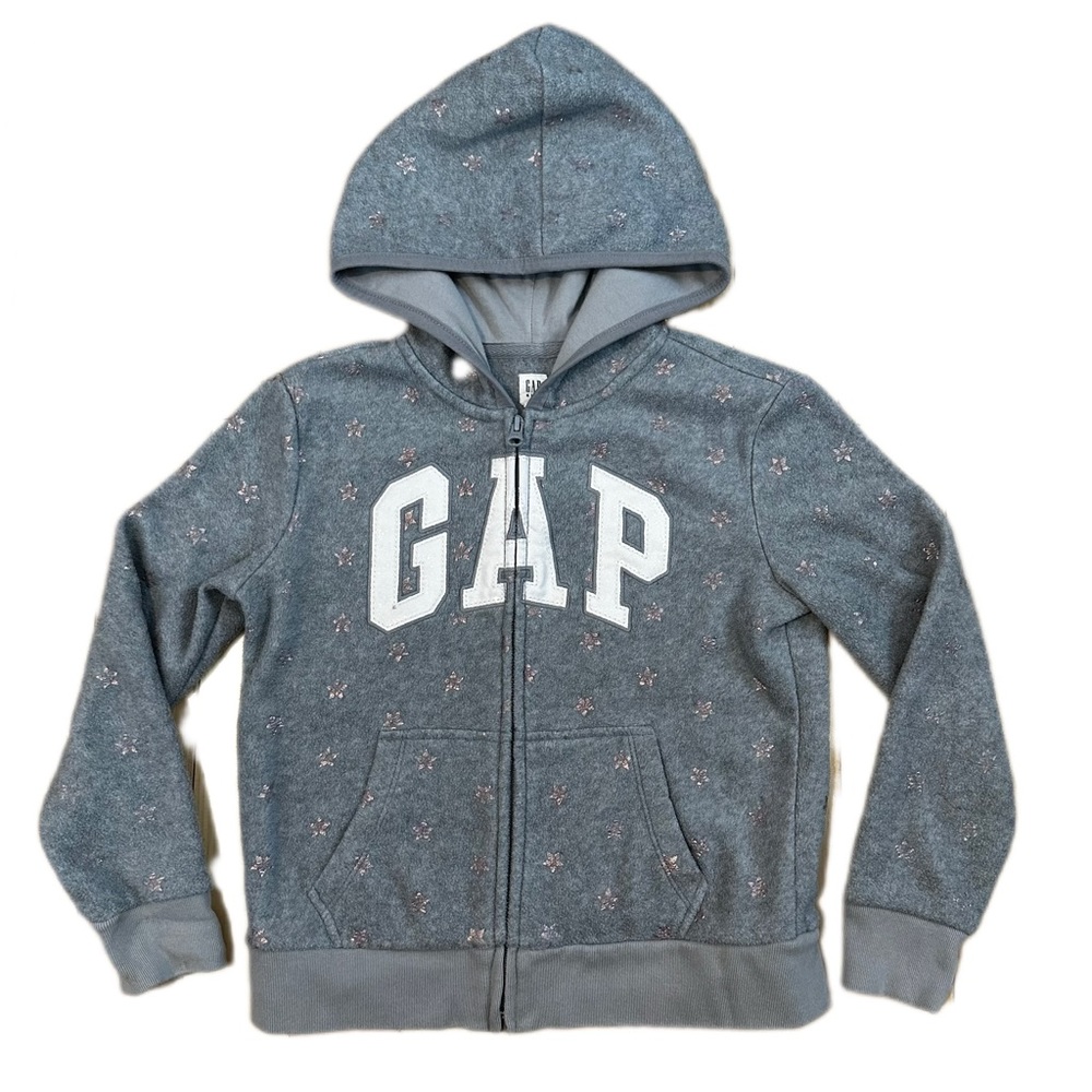 GAP logo zip hoodie sweatshirt with pink stars
